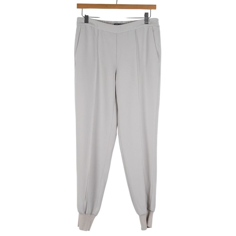 Vince Pintuck‎ Pleat Cady Crepe Jogger Pull On Tapered Trouser Pant Pale Grey S